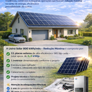 Usina Solar 800 kwh – Para sua Casa | Projeto Sob Medida